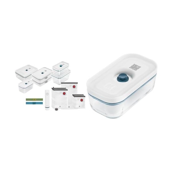 ZWILLING Kit de démarrage de Mise sous Vide Fresh & Save, en Verre, 16 unités, La Mer & Boîte Sous-Vide, Verre, La Mer, S