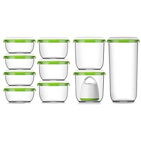 FOSA Kit de Démarrage Prime 2-en-1, Série Madrid : Pompe sous-Vide Turtle et Assortiment de 10 récipients Ronds