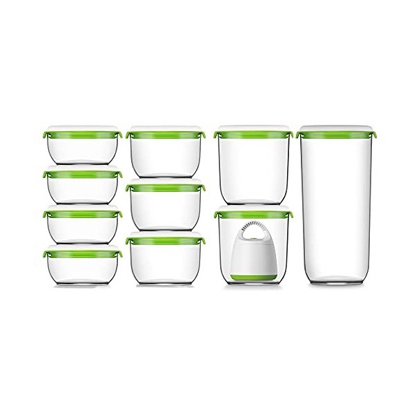 FOSA Kit de Démarrage Prime 2-en-1, Série Madrid : Pompe sous-Vide Turtle et Assortiment de 10 récipients Ronds