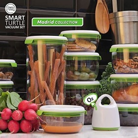 FOSA Kit de Démarrage Prime 2-en-1, Série Madrid : Pompe sous-Vide Turtle et Assortiment de 10 récipients Ronds