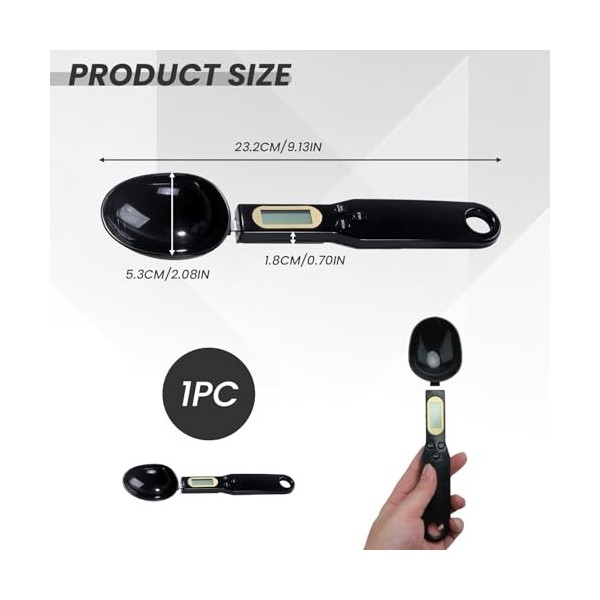 Cuillère à mesurer numérique haute précision - Précision 500 g/0,1 g - Écran LCD avec conversion de tare et dunité pour la c