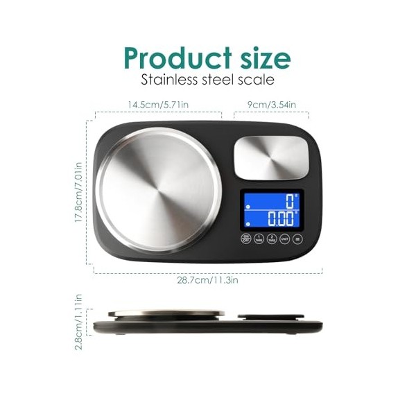 Lhdfyqt Balance de Cuisine, Balance de Precision 0.01g, Balance de Cuisine Numérique Double Plateforme, Balance de Cuisine Pr