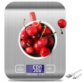 BAIFULAI Balance de cuisine numérique - 10 kg/1 g - Rechargeable par USB - Avec écran LED et fonction tare - Balance alimenta
