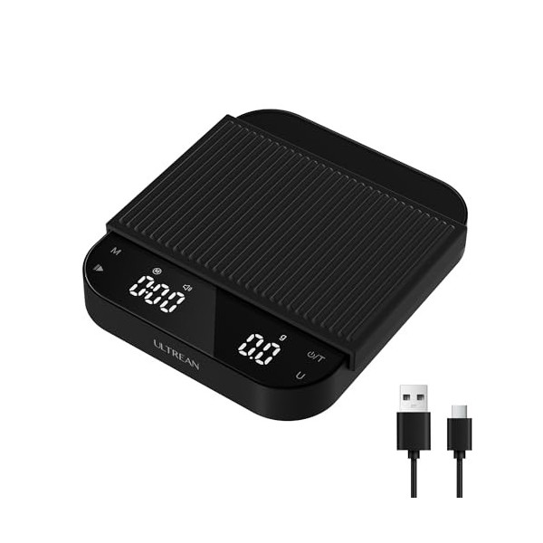 Ultrean Café avec minuterie, Wiederaufladbare Küchenwaage für Espresso und Gießkaffee