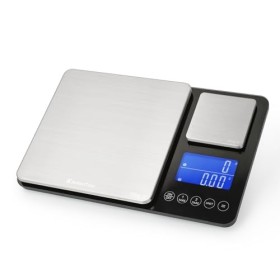 KitchenTour Balance de cuisine numérique à double plateforme avec fonction poids total – 500 g/0,01 g et 15 kg/1 g – Précisio