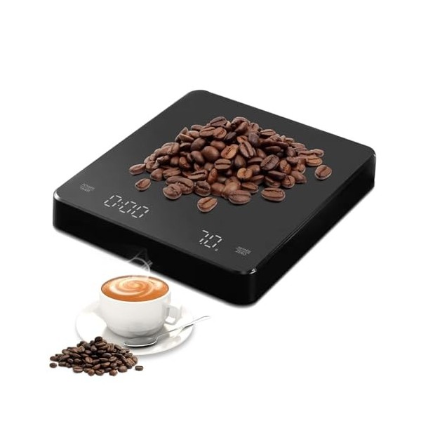 Balance à café numérique portable avec minuterie, 3 kg/0,1 g, rechargeable de haute précision, mini balance barista, accessoi