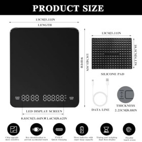 Balance à café numérique portable avec minuterie, 3 kg/0,1 g, rechargeable de haute précision, mini balance barista, accessoi