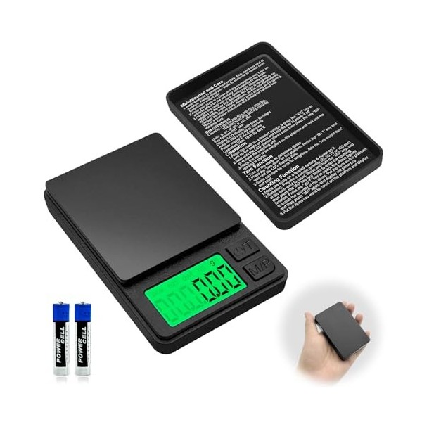 Pofgwjz Balance de Precision 1000/0.01g, Avec éCran Lcd Balance Precision, Balance de PréCision Portable, Avec 7 UnitéS de Pe