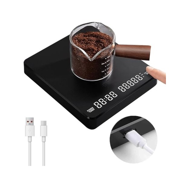 OBEST Balance à café numérique avec minuterie, balance de cuisine électronique pour mesurer le poids des aliments, balance à 