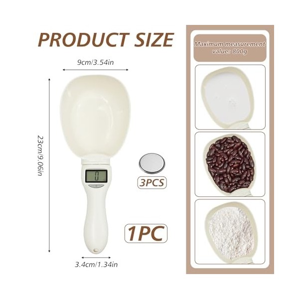 peaceking Cuillère de Mesure Numérique 800g/0.1g avec 3 Piles CR2032 – Balance de Cuisine Précise, Écran LCD, pour Pâtisserie
