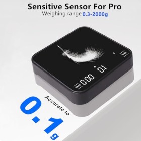 Balance à café avec minuteur 2 kg/0,1 g avec affichage rétroéclairé