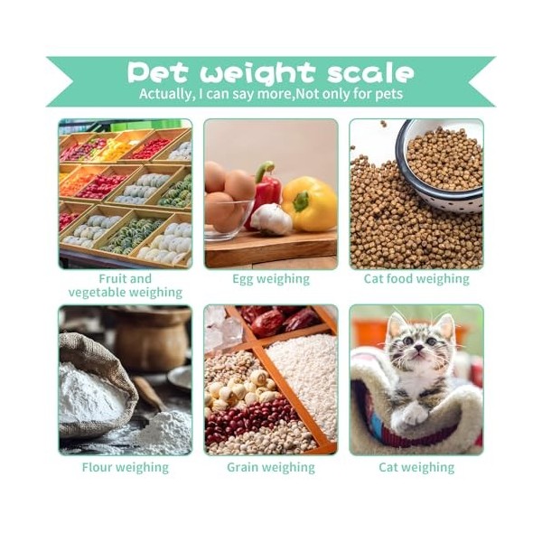 Builrand Balance numérique pour petits animaux, 15 kg, balance pour chiots avec écran LCD, mini balance de pesée avec 4 modes