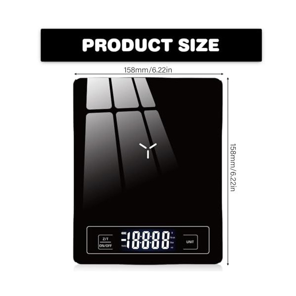 Balance de cuisine numérique 5 kg/0,1 g - Balance de cuisine - Balance de cuisine de haute précision - Avec écran LCD - Balan