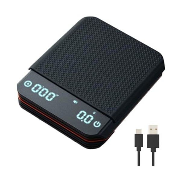 Balance à café numérique avec minuteur, 2 kg/0,1 g, haute précision, rechargeable, mini balance à café avec 3 modes pour expr