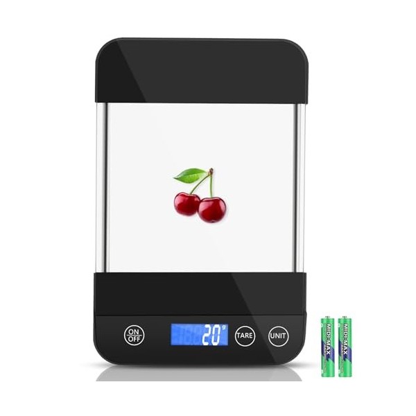 Apritsce Balance de Cuisine, 15 KG Pese Aliment Cuisine avec Écran LCD Incliné et Fonction Tare, Haute Précision 1g Balance A