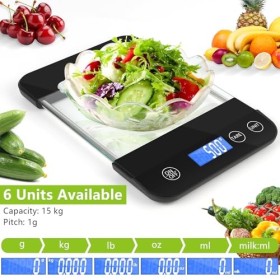Apritsce Balance de Cuisine, 15 KG Pese Aliment Cuisine avec Écran LCD Incliné et Fonction Tare, Haute Précision 1g Balance A
