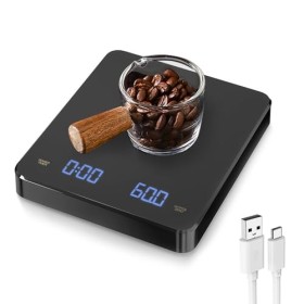 Mini balance à café numérique, avec minuterie et affichage LED, 3 kg/0,1 g, rechargeable de haute précision, pour café expres
