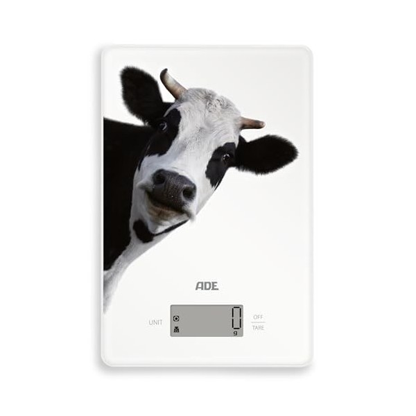 ADE Balance de cuisine digitale | balance précise jusquà 5 kg | grand écran | piles AAA incluses | très plate | avec anneau 