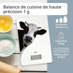 ADE Balance de cuisine digitale | balance précise jusquà 5 kg | grand écran | piles AAA incluses | très plate | avec anneau 