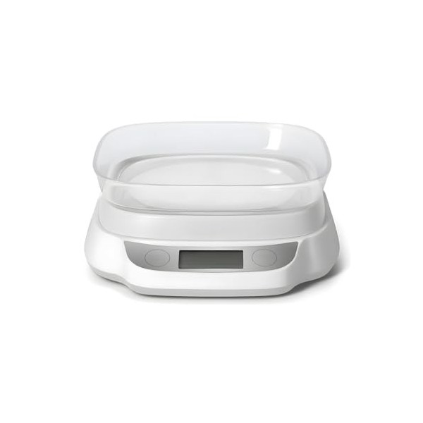 Wintem Balance de cuisine numérique 20,8 x 19,2 cm avec écran LCD Capacité jusquà 5 kg - Plate-forme en acier inoxydable rés