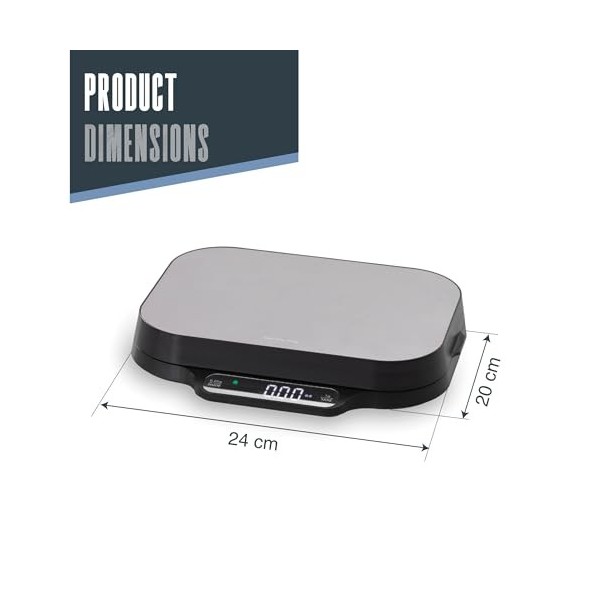 Lacor - 61726 - Balance numérique double ultra-précision, fonction tare, acier inoxydable, 24x20 cm, deux surfaces de pesée, 