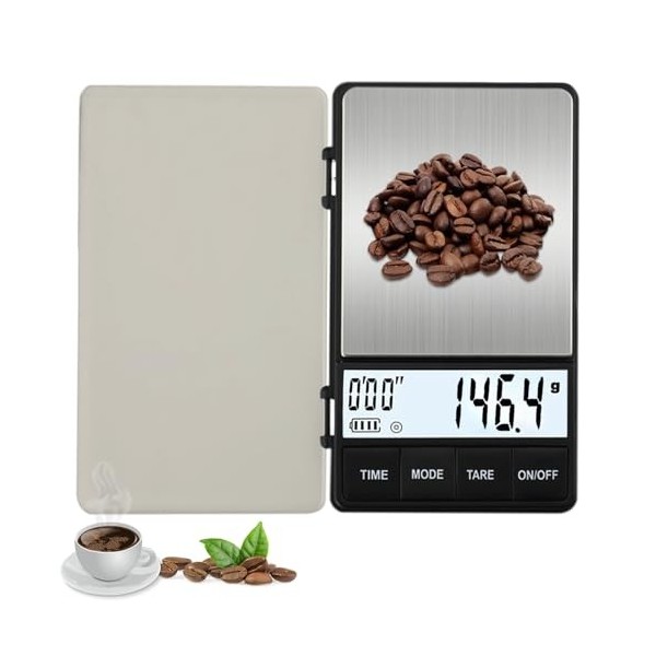 SPORWAY Balance à café numérique avec minuteur 1000 g/0,1 g - Balance de cuisine numérique avec écran LCD - Balance de cuisin