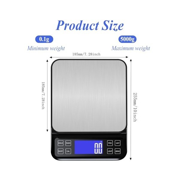 Balance Alimentaire Haute Précision, Balance Professionnelle Alimentaire, LCD Échelles Multifonctionnelles, Balance de Cuisin
