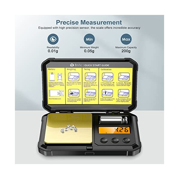 Ankilo Balance 0,01 g, mini balance numérique de poche avec poids Cal, balance alimentaire de voyage portable de haute précis