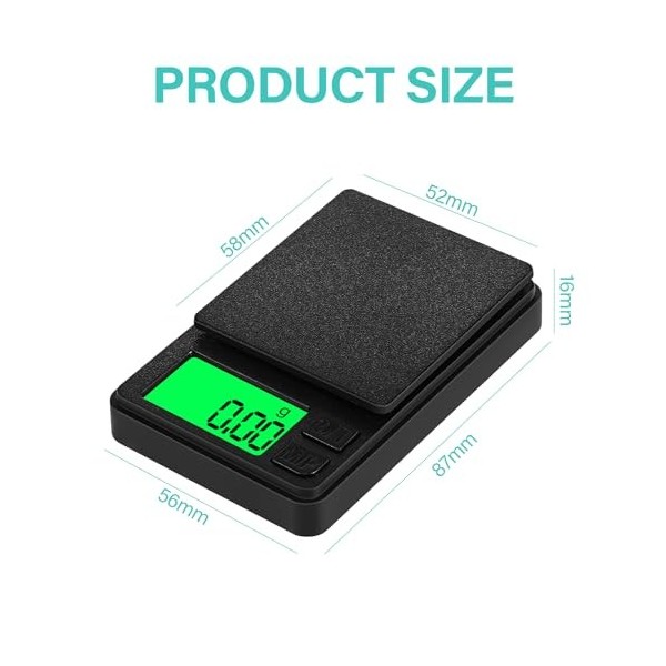Balance de Precision 1000g/0.01g, Balance de Poche avec Écran LCD Rétroéclairé, Petit Balance de Bijoux Balance de Cuisine de