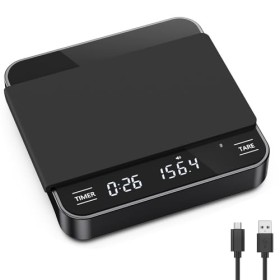 Brifit Mini Balance à Café, Balance de Cuisine avec Minuterie, Balance à Espresso 2kg/0.1g, Balance de Précision avec 3 Unité