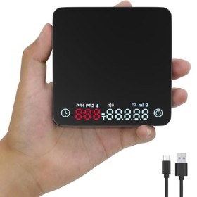 OBEST Mini Balance à Café avec Minuterie,2kg/0.1g Petite Balance électronique de Cuisine,Balance à Café Numérique Portable av