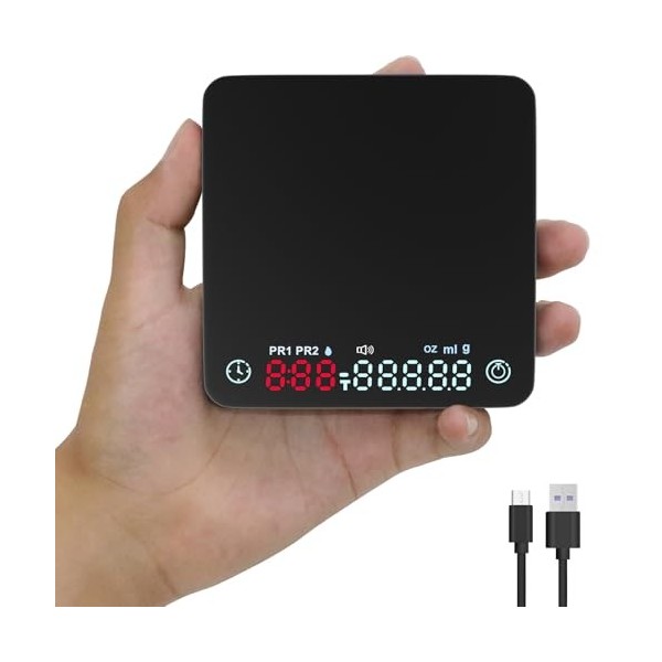 OBEST Mini Balance à Café avec Minuterie,2kg/0.1g Petite Balance électronique de Cuisine,Balance à Café Numérique Portable av