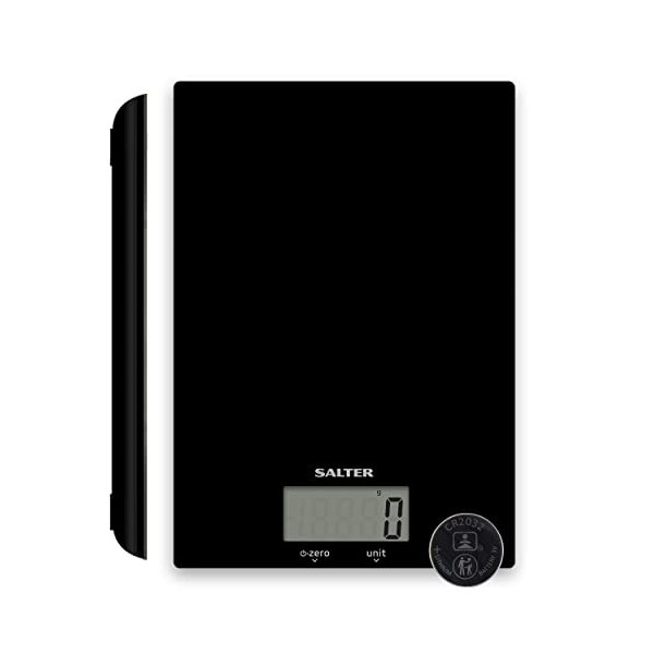 Salter Balance électronique en acier inoxydable– Balance de cuisine, écran LCD, mesure les liquides, capacité maximale de 5 k