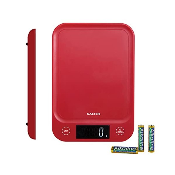 Salter Balance électronique en acier inoxydable– Balance de cuisine, écran LCD, mesure les liquides, capacité maximale de 5 k