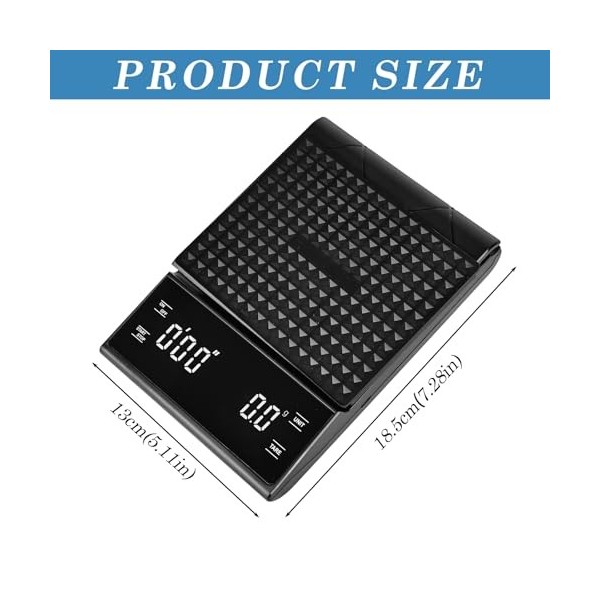WIYETY Balance à café numérique avec minuterie : balance à café rechargeable avec 0,1 g de haute précision, balance à express