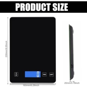 Balance de cuisine numérique - 15 kg/1 g - Rechargeable par USB - Avec écran LED et fonction tare - Avec fond en verre trempé