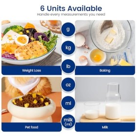 Balance de cuisine numérique, électronique, avec fonction tare - Haute précision - 1 g - Facile à nettoyer - Piles incluses