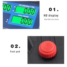 VOLTIX Balance électronique professionnelle de 5 g à 40 kg avec division de 5 g - Balance alimentaire avec batterie, écran LC