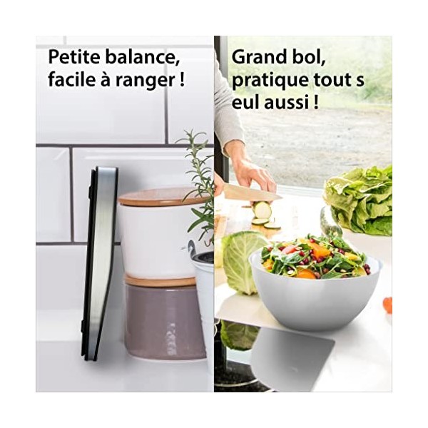 ADE Balance de cuisine numérique Tosca | Avec bol amovible en acier inoxydable | Capacité de charge de 5 kg | Argent
