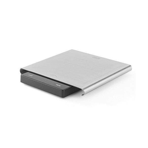 RÖSLE Balance de Cuisine Numérique avec Mécanisme Coulissant, Balance Numérique Haut de Gamme avec Surface de Pesée en Acier 