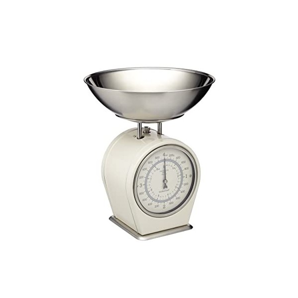 LIVING NOSTALGIA Kitchencraft Balance de Cuisine Mécanique, 4 Kg - Crème Antique