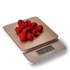 Taylor Balances de Cuisine Numériques en Verre, Balances de Pesée Compacte Élégantes avec Précision et Fonction Tare, Rose Or