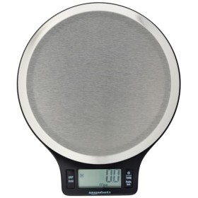 Amazon Basics Balance de cuisine numérique, sans bisphénol A, en acier inoxydable avec affichage LCD piles fournies , Noir