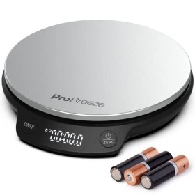 Pro Breeze Balance de Cuisine Numérique Ronde en acier inoxydable, Cuisine et pâtisserie, Mesure haute précision Aliments & L