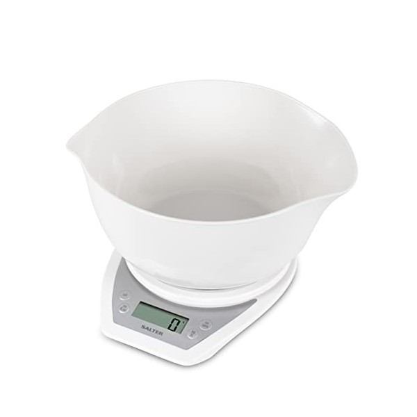 Salter 1024 SVDR14 Balance de Cuisine Électronique avec Bol 2 Litres, Balance Numérique Pèse Aliments, Affichage Facile à Lir
