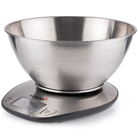 Korona 75880 balance de cuisine Mila | capacité 5 kg, graduation 1 g | écran LCD facile à lire | grand bol en acier inoxydabl