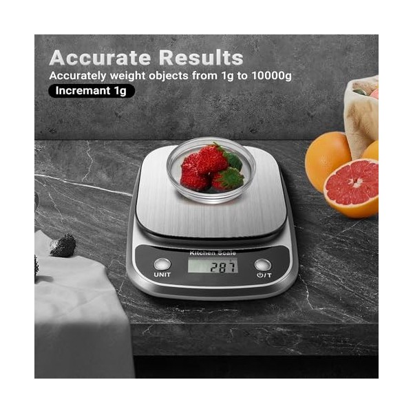 GRAM PRES Balance de cuisine numérique professionnelle 10 kg/1 g pour perte de poids, régime, pâtisserie, plate-forme de pesé