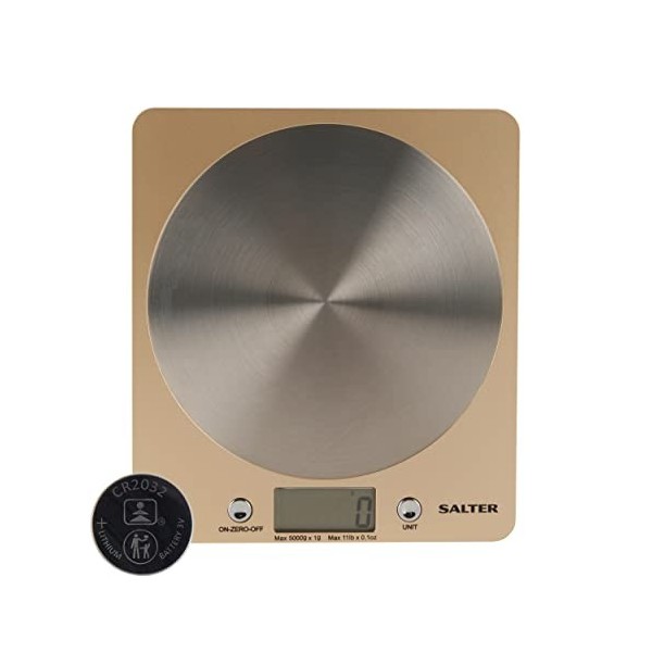Salter 1036 WHSSDR Disc Balance de Cuisine Électronique, Balance Numérique avec Plateforme de Disque en Acier Inoxydable, Fon