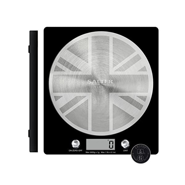 Salter 1036 WHSSDR Disc Balance de Cuisine Électronique, Balance Numérique avec Plateforme de Disque en Acier Inoxydable, Fon