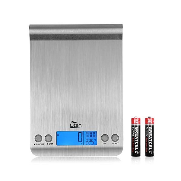 Uten Balance de Cuisine,5 kg Electronique Petit Balance de Précision Domsique avec Bol 2L Aliment Amovible Grand Écran LCD po